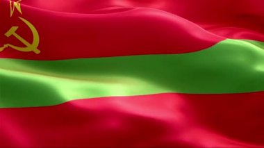Transnistria bayrağı rüzgarda dalgalanıyor. 4K Yüksek Çözünürlük Tam HD. Uluslararası Transnistria Bayrağının Döngüleme Videosu.