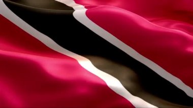 Trinidad ve Tabago bayrağı rüzgarda sallanıyor. 4K Yüksek Çözünürlük Tam HD. Trinidad ve Tabago Uluslararası Bayrağının Döngüleme Videosu.