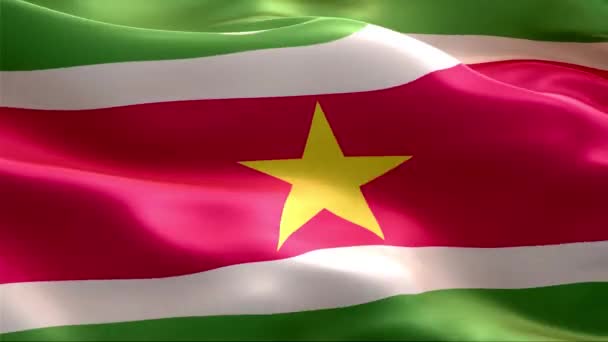 Drapeau du Suriname agitant dans le vent. 4K haute résolution Full HD. Boucle vidéo du drapeau international du Suriname .