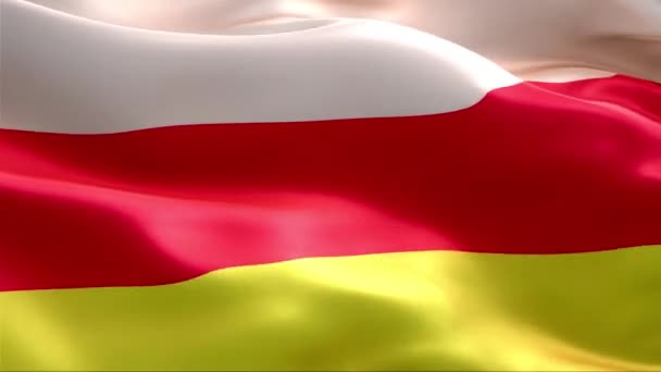 Güney Osetya Bayrağı Rüzgarda Dalgalanıyor Yüksek Çözünürlük Tam Güney Osetya — Stok video