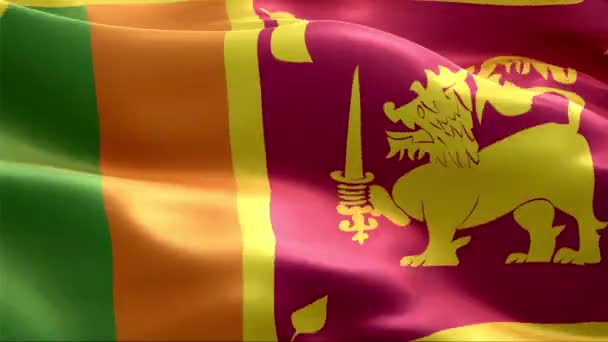 Флаг Шри Ланки Размахивающий Ветру Высокое Разрешение Full Цикл Видео — стоковое видео