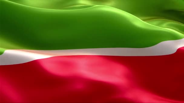 Bandera Tartaristán Ondeando Viento Alta Resolución Full Vídeo Looping Bandera — Vídeos de Stock