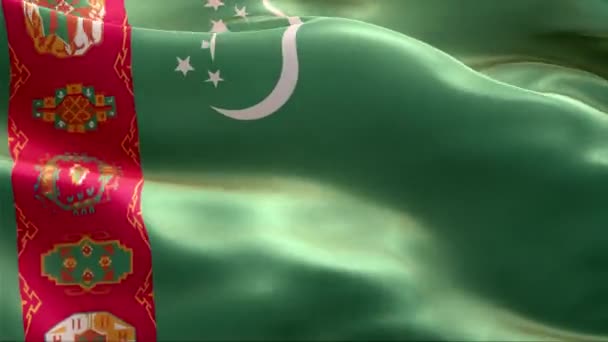 Turkmenistans Flagga Vinkar Vinden Full Med Hög Upplösning Looping Video — Stockvideo