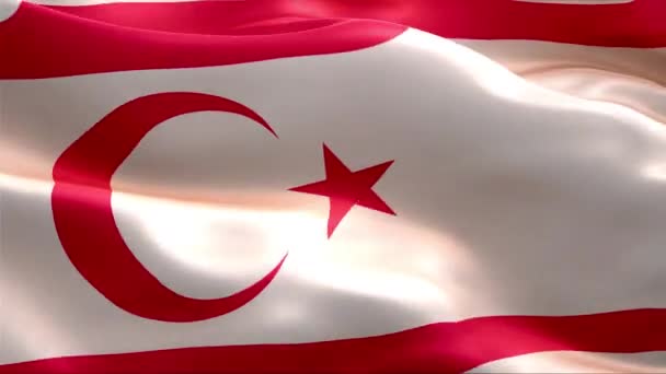 Флаг Турецкой Республики Северного Кипра Машущий Ветром Высокое Разрешение Full — стоковое видео