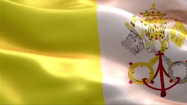 Bandeira Vaticano Acenando Vento Alta Resolução Full Vídeo Loop Bandeira — Vídeo de Stock