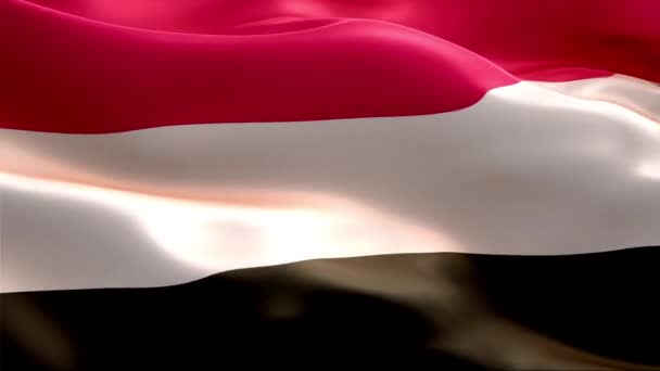 Σημαία Της Υεμένης Κυματίζει Στον Άνεμο Υψηλής Ανάλυσης Full Looping — Αρχείο Βίντεο