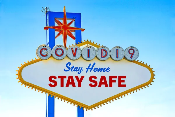 COVID-19 Zostań w domu Znak bezpieczeństwa Zdjęcie Stockowe