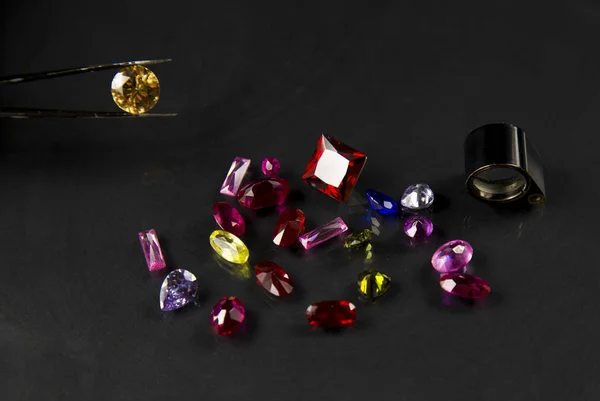 Jewel or gems on black shine color, Studio shot of beautiful gem — Stock Photo, Image