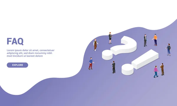 Faq, web sitesi indirme ana sayfası ya da izometrik biçimli pankart için sık sık soru sorar
