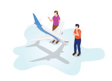 ar artırılmış gerçeklik 3D modelleme modern izometrik stil vektör ile büyük uçak uçak uçak hava taşımacılığı