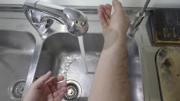 Handen Wassen Handwas Grondig Wassen Van Handen Gootsteen Vingers Goed — Stockvideo