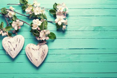 İki kalp ve elma ağacı çiçek