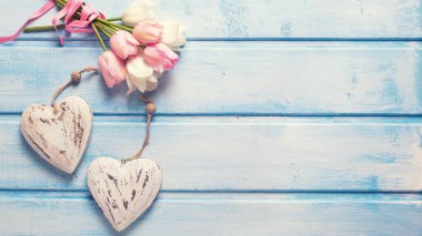 bahar beyaz ve pembe laleler