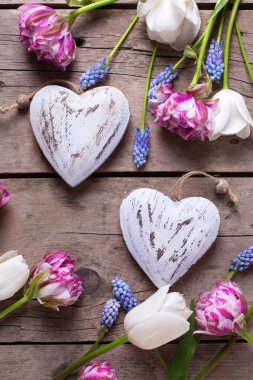 İki dekoratif Kalpler ve çiçekler