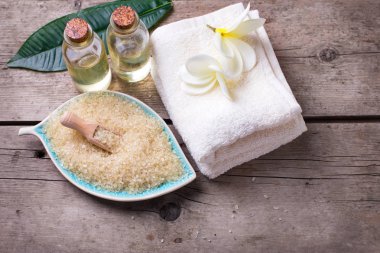 Antika ahşap arka plan Spa ayarı.