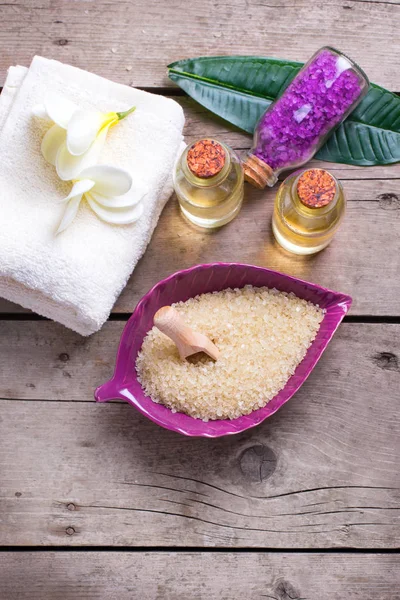 Antika ahşap arka plan Spa ayarı.