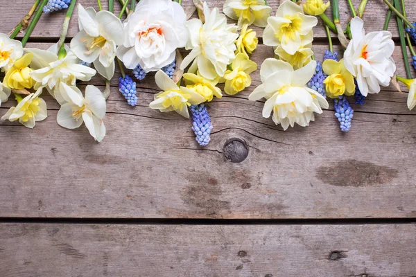 Frame van kleurrijke Lentebloemen — Stockfoto