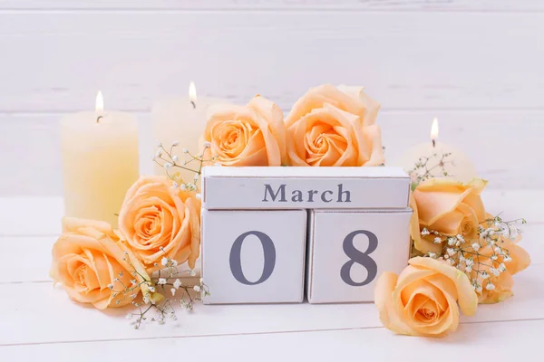 March calendar with roses — Stock Photo, Image