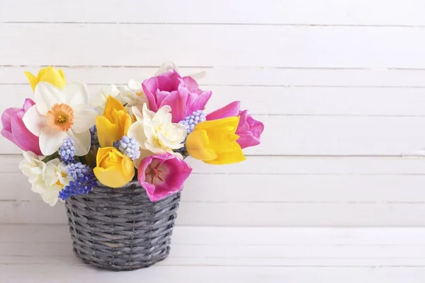 Tulpaner och påskliljor vårblommor — Stockfoto