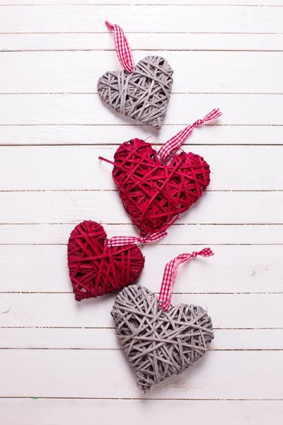 Red  and grey  decorative  hearts — Stock Photo, Image