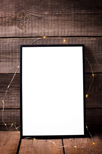 Pırıltı ışık ile boş siyah çerçeve — Stok fotoğraf