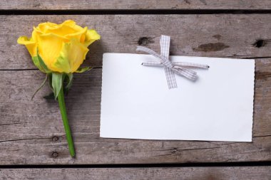  Sarı Gül çiçek ve boş etiket 