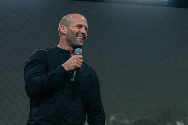 Köln, Almanya - 28 Haziran 2019: Jason Statham (* 1967, İngiliz aktör, film yapımcısı, dövüş sanatları ve eski dalgıç), Fast & Furious Hobbs & Shaw 'un Ccxp Köln' deki son film fragmanının dünya prömiyeri.