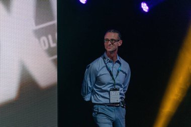 Köln, Almanya - 28 Haziran 2019: Chuck Palahniuk (* 1962, Ccxp Köln), dört günlük hayran toplantısı