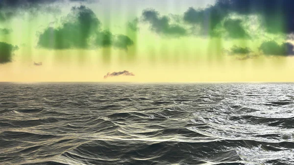 Stürmisches Wetter Auf Dem Ozean Mit Nordlichtern — Stockfoto