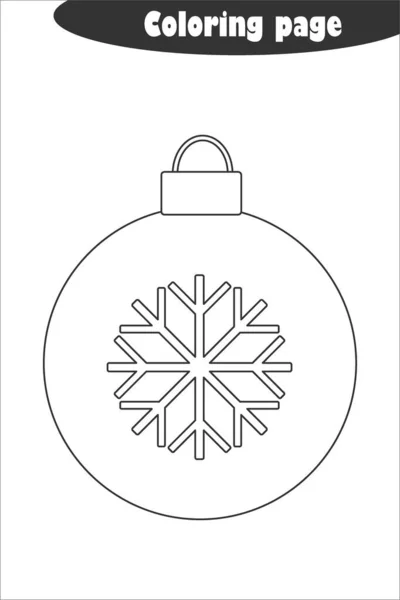 Χριστούγεννα μπάλα σε στυλ κινουμένων σχεδίων, χρωματισμός σελίδα, Χριστούγεννα παιχνίδι χαρτί εκπαίδευσης για την ανάπτυξη των παιδιών, τα παιδιά προσχολικής δραστηριότητας, εκτυπώσιμο φύλλο εργασίας, εικονογράφηση φορέα — Διανυσματικό Αρχείο