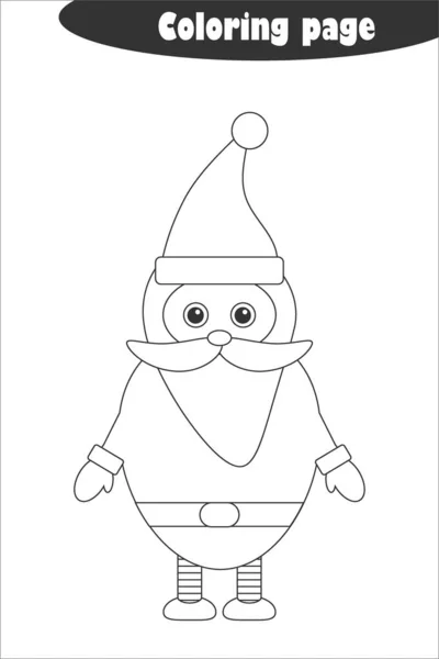 Weihnachtsmann im Cartoon-Stil, Malseite, Weihnachtspapier-Spiel für die Entwicklung von Kindern, Kinder im Vorschulalter, druckbares Arbeitsblatt, Vektorillustration — Stockvektor
