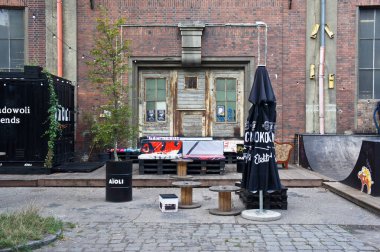 11 Ağustos 2019, Gdansk, Polonya. Elektrikçiler Caddesi, Ulica Elektrykow, Gdansk 'ta yer almaktadır..