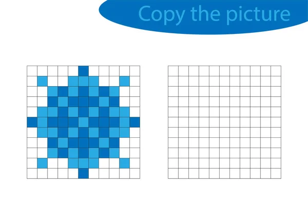 Copiar la imagen, pixel art, dibujos animados mandala, formación de habilidades de dibujo, juego de papel educativo para el desarrollo de los niños, la actividad preescolar de los niños, hoja de cálculo imprimible, ilustración vectorial — Vector de stock