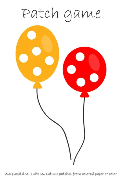 Образование Патч игры воздушные шары для детей развивать моторику, использовать пластилин патчи, кнопки, цветную бумагу или цвет страницы, детские дошкольные мероприятия, печатные листы, векторные иллюстрации — стоковый вектор