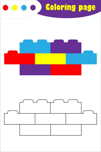 Játék Blokkok Rajzfilm Stílusban Színező Oldal Oktatási Papír Játék Fejlesztésére — Stock Vector