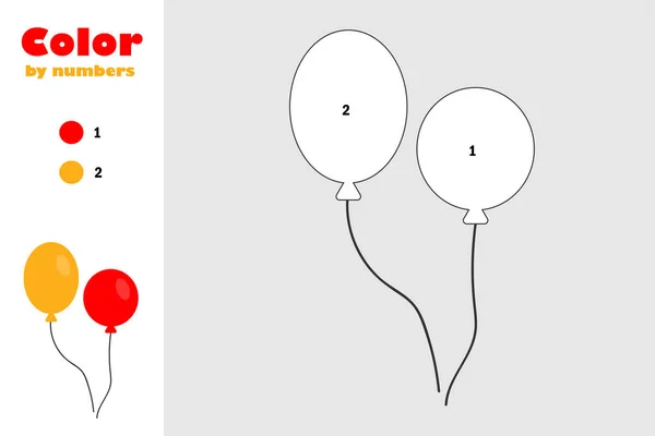 Luftballons Cartoon Stil Farbe Nach Zahl Bildungspapier Spiel Für Die — Stockvektor
