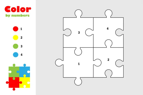 Puzzle Στυλ Κινουμένων Σχεδίων Χρώμα Από Τον Αριθμό Εκπαίδευση Παιχνίδι — Διανυσματικό Αρχείο