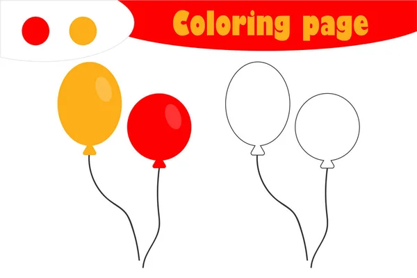 Balloons Cartoon Style Coloring Page Education Paper Game Development Children — Stock Vector