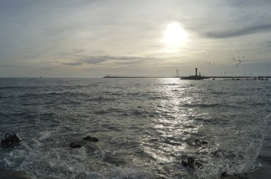 Sochi deniz feneri ve deniz port.2018.