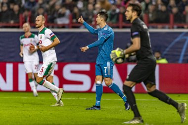 Moskova, Rusya -, 06.11.2019: Uefa Şampiyonlar Ligi maçı Rzd Arena, Lokomotiv (Moskova) Juventus (Torino))
