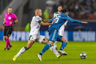 Moskova, Rusya -, 06.11.2019: Uefa Şampiyonlar Ligi maçı Rzd Arena, Lokomotiv (Moskova) Juventus (Torino))