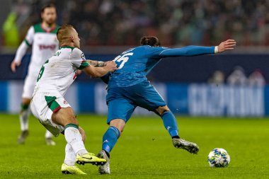 Moskova, Rusya -, 06.11.2019: Uefa Şampiyonlar Ligi maçı Rzd Arena, Lokomotiv (Moskova) Juventus (Torino))