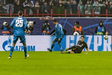 Moskova, Rusya -, 06.11.2019: Uefa Şampiyonlar Ligi maçı Rzd Arena, Lokomotiv (Moskova) Juventus (Torino))