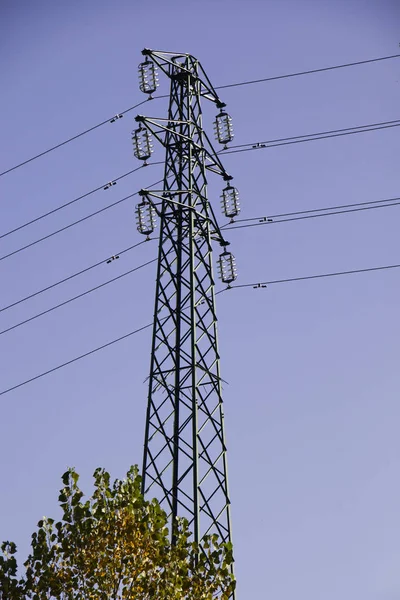 High-voltage tower. Electric transmission tower in Bologna, Italy.