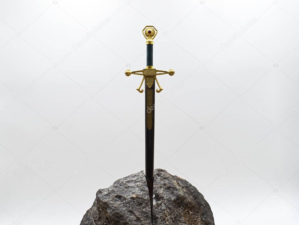 Excalibur the mythical sword in the stone of king Arthur
