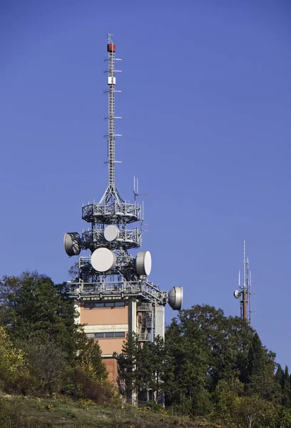 Pylon Transmissão Dados Nas Colinas Bolonha Itália — Fotografia de Stock