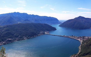 Lugano Gölü, İsviçre Panorama Manzarası. 