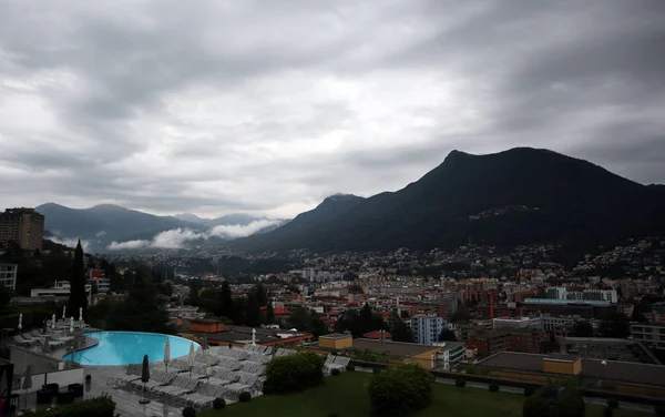 Vista Panorámica Del Lago Lugano Suiza — Foto de Stock