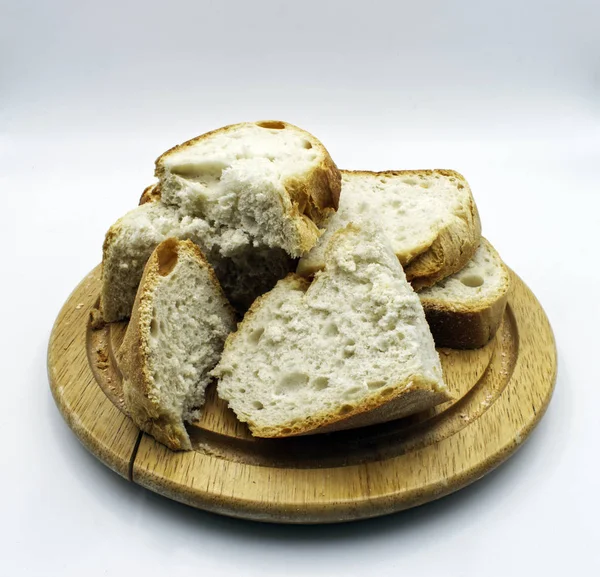 Fatias Pão Apuliano Pane Pugliese Italiano Isoladas Sobre Fundo Branco — Fotografia de Stock