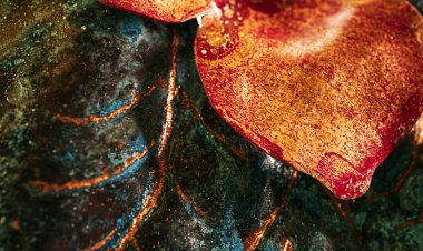 Soyut metalik renk arkaplanı şekillendirir. Makro resim